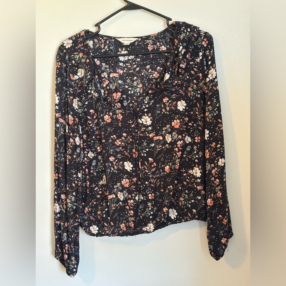 Lucky Brand Black Floral Blouse